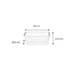 Cesto de Metal com Alça de Bambu 29x18,5x11,5cm - 2