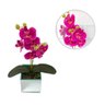 Arranjo de Orquídea Artificial Com Vaso de Vidro Espelhado:Rosa - 1