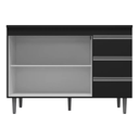 Ver imagem 3 de Balcão Gabinete para Pia de 1,20 Andréia Preto sem Tampo