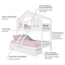 Ver imagem 4 de Beliche Casal/ Solteiro Casinha Dos Sonhos com 02 Gavetas Madeira Maciça Branco/ Rosa Megamobilia