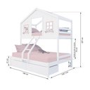 Ver imagem 3 de Beliche Casal/ Solteiro Casinha Dos Sonhos com 02 Gavetas Madeira Maciça Branco/ Rosa Megamobilia