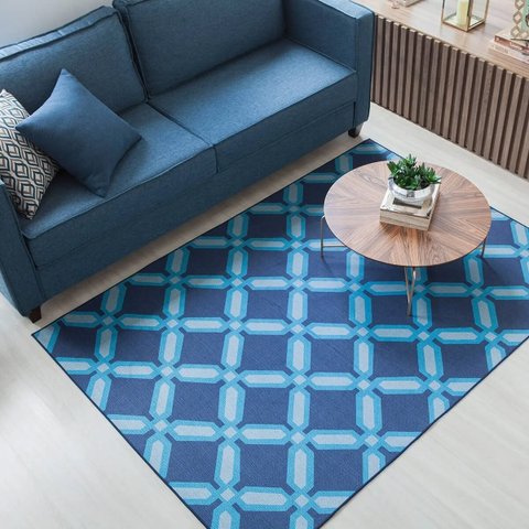 Tapete Corttex Berlim Geométrico Azul Escuro - 2M x 1,40M de Largura