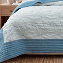 Ver imagem 3 de Kit Cobre Leito Egeu King Percal 300 Fios Colcha Matelassê Alto Relevo 3 Peças Azul Jeans