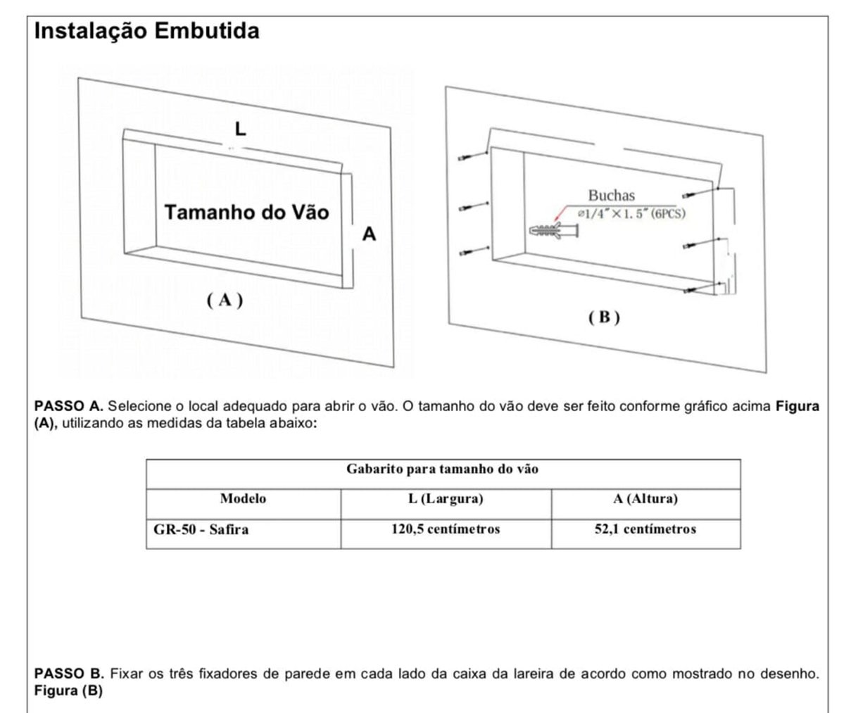 Lareira Elétrica Wgrif Safira - Totalmente Embutida 220v - 7