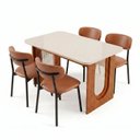 Ver imagem 3 de Conjunto de Jantar com Mesa Tali 130cm e 4 Cadeiras Ema CabeCasa MadeiraOriginals Marrom/Bege