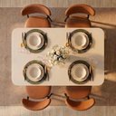Ver imagem 2 de Conjunto de Jantar Mesa Tali 130cm e 4 Cadeiras Ema CabeCasa MadeiraOriginals Off White/Marrom