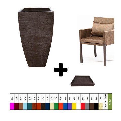 Kit Vaso Planta + Prato 90x45 Moderno Trapézio Polietileno BGPLASTICOS AREIA 001