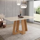 Ver imagem 1 de Mesa de Jantar Lins 160 Cm Canto Arredondado com Vidro Ambiente Nature Off White - Henn