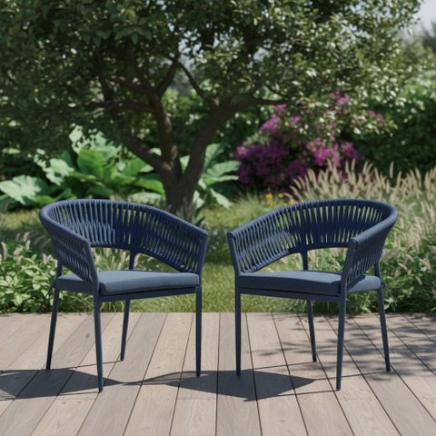 Conjunto 2 Cadeiras Poltronas Area Externa Empilhaveis Ravello Fratini
