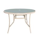Ver imagem 1 de Mesa em Alumínio e Tampo em Vidro Temperado com Furo para Ombrelone Arpoador Bege/Fendi