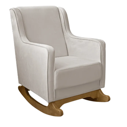 Cadeira Poltrona de Amamentação e Balanço C/ Puff Veludo Off White - Lahome Decor Aquila - 2