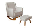 Ver imagem 1 de Cadeira Poltrona de Amamentação e Balanço C/ Puff Veludo Off White - Lahome Decor Aquila