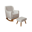 Ver imagem 1 de Cadeira Poltrona de Amamentação e Balanço C/ Puff Veludo Off White - Lahome Decor Aquila