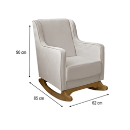 Cadeira Poltrona de Amamentação e Balanço C/ Puff Veludo Off White - Lahome Decor Aquila - 3