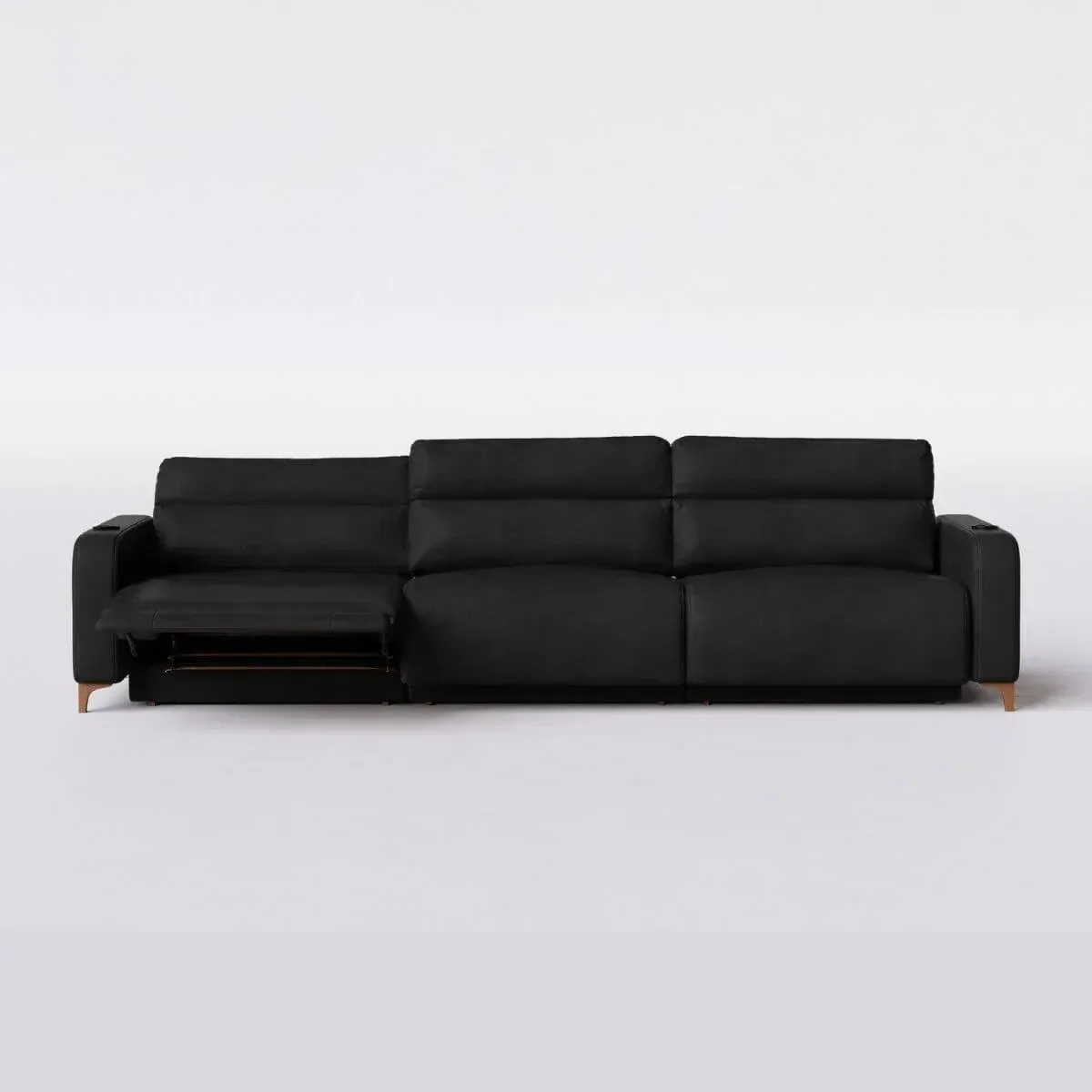 Ver imagem 3 de Sofá 5 Lugares Hollywood Reclinável Elétrico 3,66m em Couro:preto