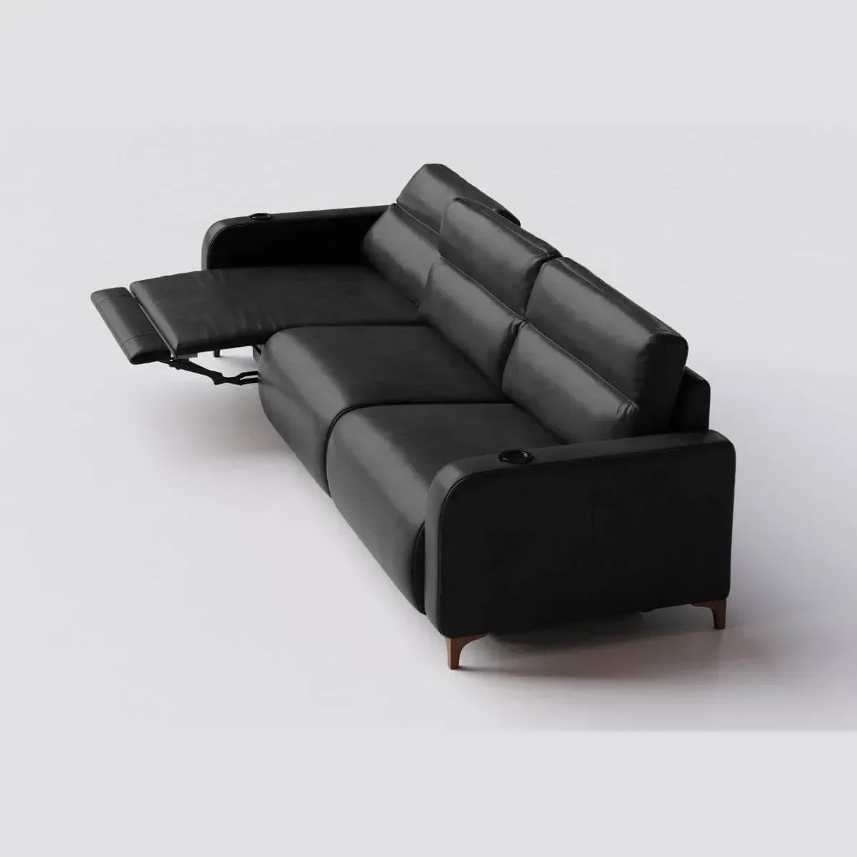 Ver imagem 4 de Sofá 5 Lugares Hollywood Reclinável Elétrico 3,66m em Couro:preto