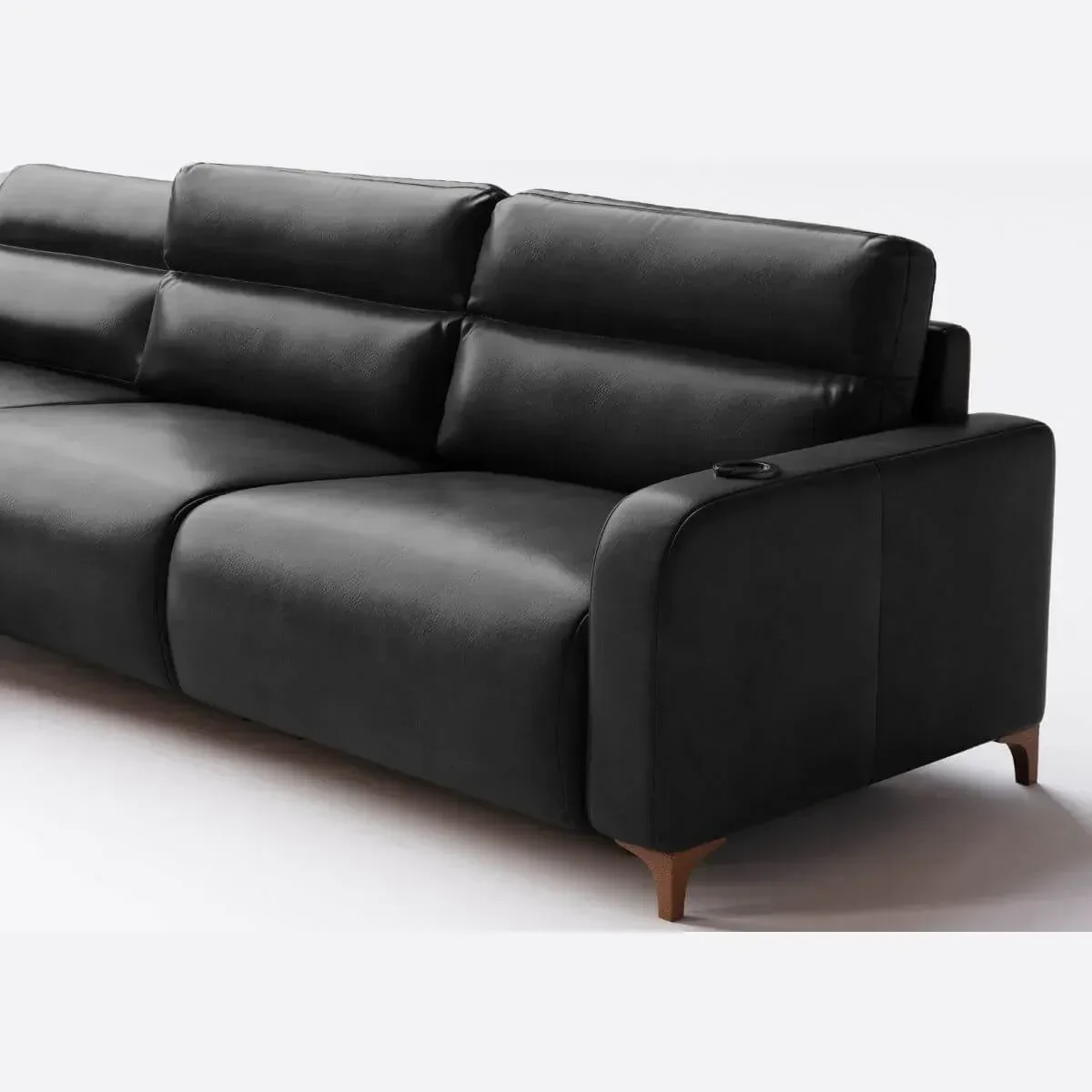 Ver imagem 5 de Sofá 5 Lugares Hollywood Reclinável Elétrico 3,66m em Couro:preto