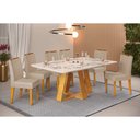 Ver imagem 1 de Conjunto: Mesa Sala Jantar Celeste C/ Tampo Madeirado C/ Vidro Retangular 160x90cm e 6 Cadeiras
