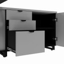 Ver mais imagens de Escrivaninha Mesa Escritório Diretor em L com Armário Lateral e Caixa de Tomadas 3 Gavetas 180cm Cor