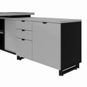 Ver imagem 4 de Escrivaninha Mesa Escritório Diretor em L com Armário Lateral e Caixa de Tomadas 3 Gavetas 180cm Cor