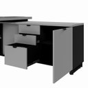 Ver imagem 7 de Escrivaninha Mesa Escritório Diretor em L com Armário Lateral e Caixa de Tomadas 3 Gavetas 180cm Cor