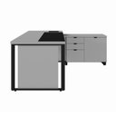 Ver imagem 5 de Escrivaninha Mesa Escritório Diretor em L com Armário Lateral e Caixa de Tomadas 3 Gavetas 180cm Cor