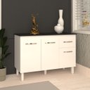 Ver imagem 2 de Balcão Gabinete para Pia 118 Cm Cozinha Aline Branco com Tampo Tampão 120 Cm Preto