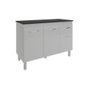 Ver imagem 4 de Balcão Gabinete para Pia 118 Cm Cozinha Aline Branco com Tampo Tampão 120 Cm Preto