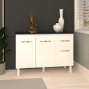 Ver imagem 3 de Balcão Gabinete para Pia 118 Cm Cozinha Aline Branco com Tampo Tampão 120 Cm Preto