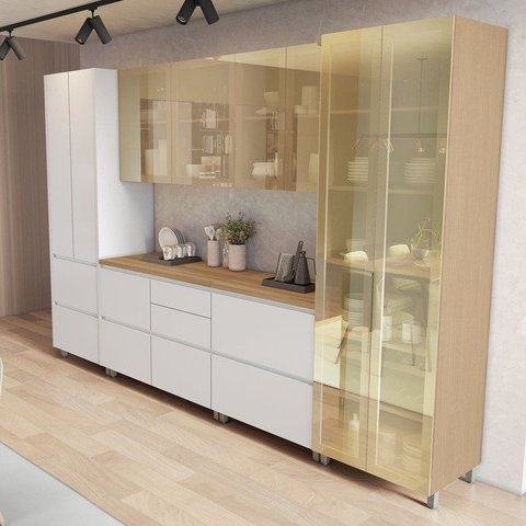 Cozinha Rainha 6 Peças 10 Portas Cristaleira Reflecta 100% MDF Branco