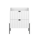 Ver imagem 3 de Mesa de Cabeceira Branco para Quarto Estilo Europeu Classico Moriah 45cm Pes e Puxadores Aço Preto