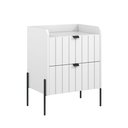 Ver imagem 4 de Mesa de Cabeceira Branco para Quarto Estilo Europeu Classico Moriah 45cm Pes e Puxadores Aço Preto