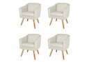 Ver imagem 1 de Kit 4 Poltronas Decorativa San Diego Sala Recepção Escritório Corino Bege Nude