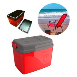 Caixa Térmica Cooler com Alça Resistente 30 Litros Vermelha - 4