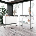 Ver imagem 2 de Conjunto Buffet e Aparador Industrial Branco 3 Portas 3 Prateleiras MDP Perfex Casah