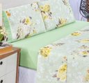 Ver imagem 2 de Jogo de Lençol Cama Casal 4 Peças 100% Algodão Percal 180 fios Babadinho: Verde Floral