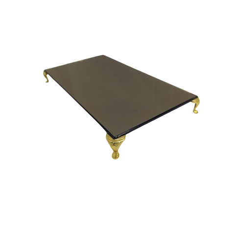 Bandeja em Espelho Bronze 12x22cm com Pés Metálicos Dourados
