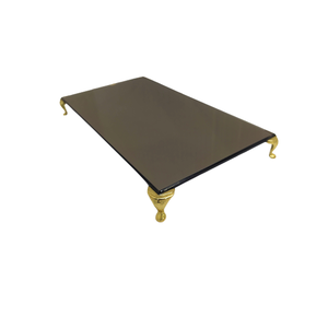 Bandeja em Espelho Bronze 12x22cm com Pés Metálicos Dourados