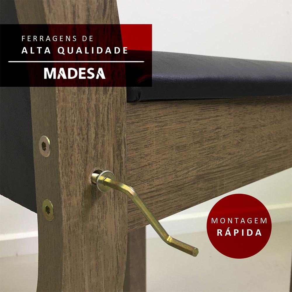 Conjunto Sala de Jantar Madesa Talita Mesa Tampo de Madeira com 4 Cadeiras Rustic/Crema/Pérola Cor:R - 4