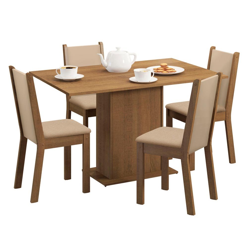 Conjunto Sala de Jantar Madesa Talita Mesa Tampo de Madeira com 4 Cadeiras Rustic/Crema/Pérola Cor:R - 2