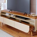 Ver imagem 4 de Rack Tv 75 Pol 200cm Bancada para Sala Elarin M20 - D'Rossi Cor Cinamomo e Off White
