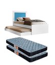 Ver imagem 1 de Bicama Solteiro Luara Branco/azul de Mdf para Quarto + 2 Colchões D20