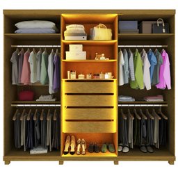 Guarda Roupa 6 Portas LED Absolut Reflecta Naturale Off White- Gelius - 6 Guarda Roupa 6 Portas LED Absolut Reflecta Naturale Off White- Gelius - 6