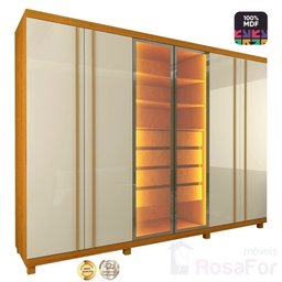 Guarda Roupa 6 Portas LED Absolut Reflecta Naturale Off White- Gelius - 2 Guarda Roupa 6 Portas LED Absolut Reflecta Naturale Off White- Gelius - 2