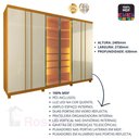 Ver imagem 3 de Guarda Roupa 6 Portas LED Absolut Reflecta Naturale Off White- Gelius