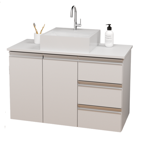 Balcão Móvel Gabinete Mdf Armário Banheiro Tampo/cuba 80cm Direito com Fundo