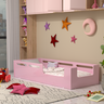 Cama Solteiro Infantil Montessori com Proteção Lateral Amora - Rosa - 1