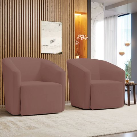 Poltrona Decorativa Base Giratória Kit 2 Stella Max Veludo D03 - D’Rossi