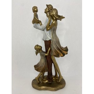 Escultura Decorativa em Resina Pai e Mãe com Filhas 25cm|luart´s Decor Espressione