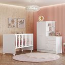 Ver imagem 1 de Quarto Infantil Completo Lua 2 Portas 3 Gavetas Branco - Pnr Móveis